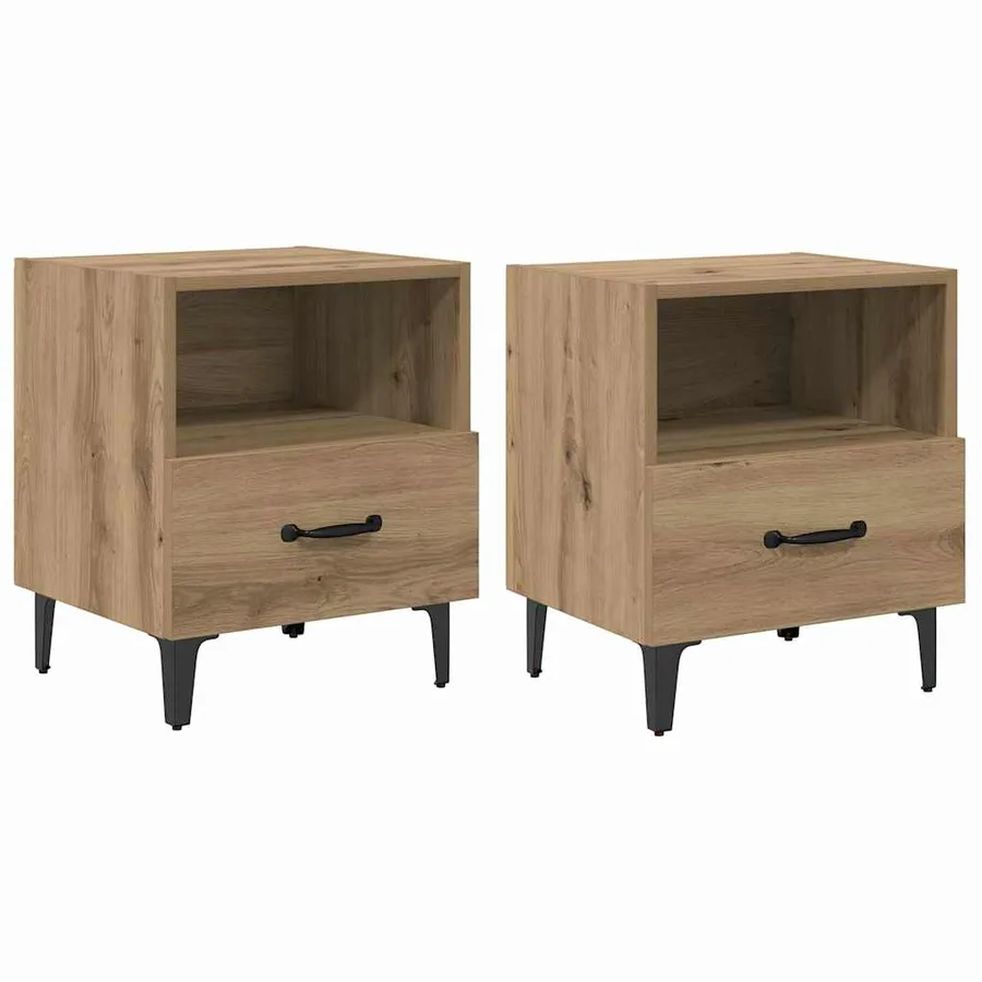 Cabinet de chevet 2 pc Chêne artisanal 40 x 35 x 47,5 cm - 2