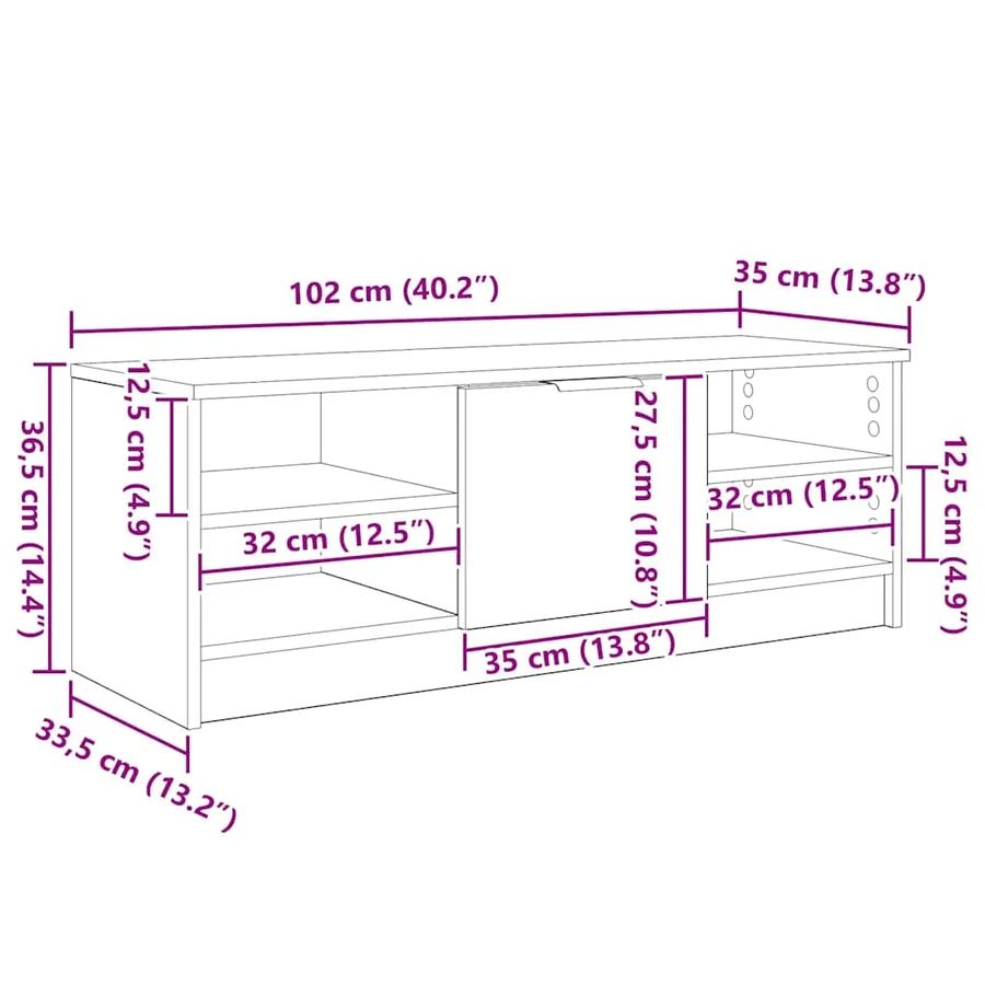 Meuble TV Chêne noir 102 x 35 x 36,5 cm Bois d'ingénierie - 12