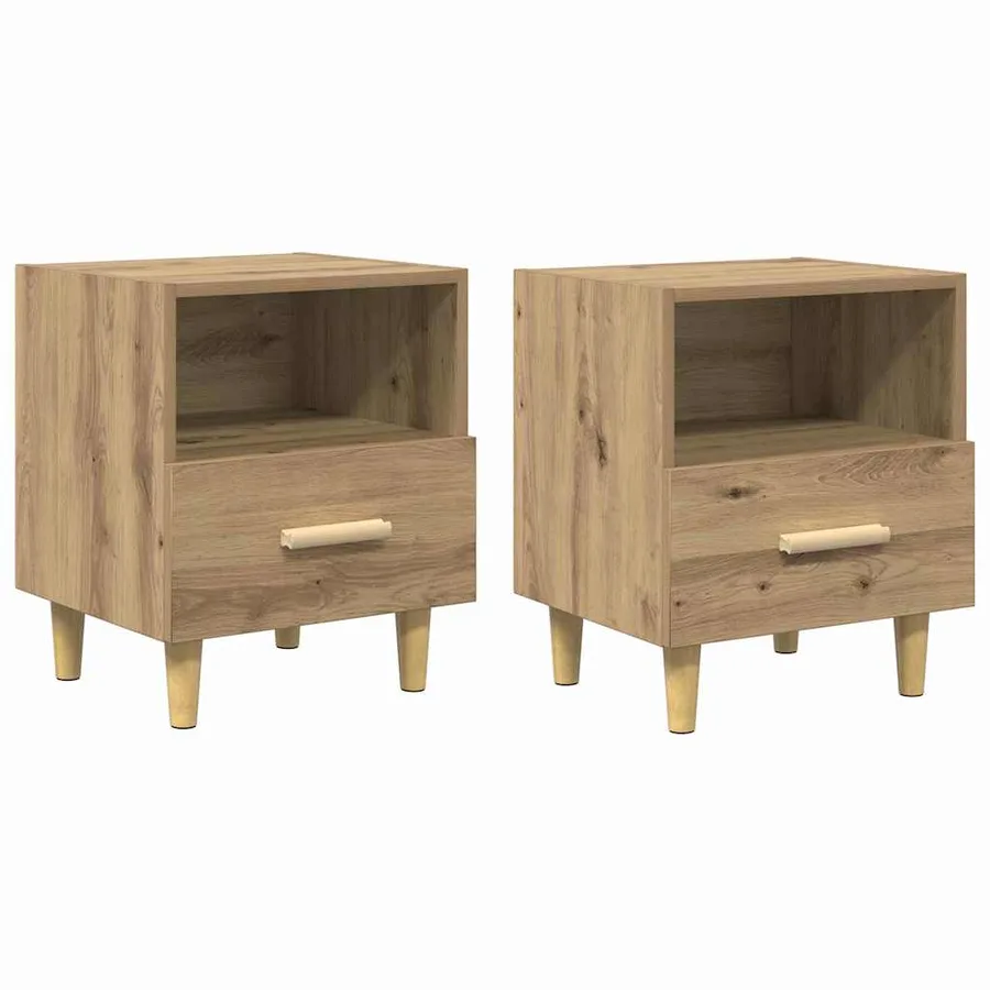 Cabinet de chevet 2 pc Chêne artisanal 40 x 35 x 47 cm - 2