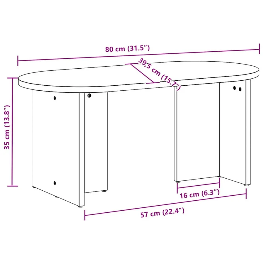 Table basse Brun cire 80 x 39,5 x 35 cm Bois de pin massif - 13