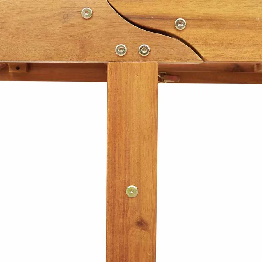 Transat avec coussin Beige Bois d'Acacia Massif - 9
