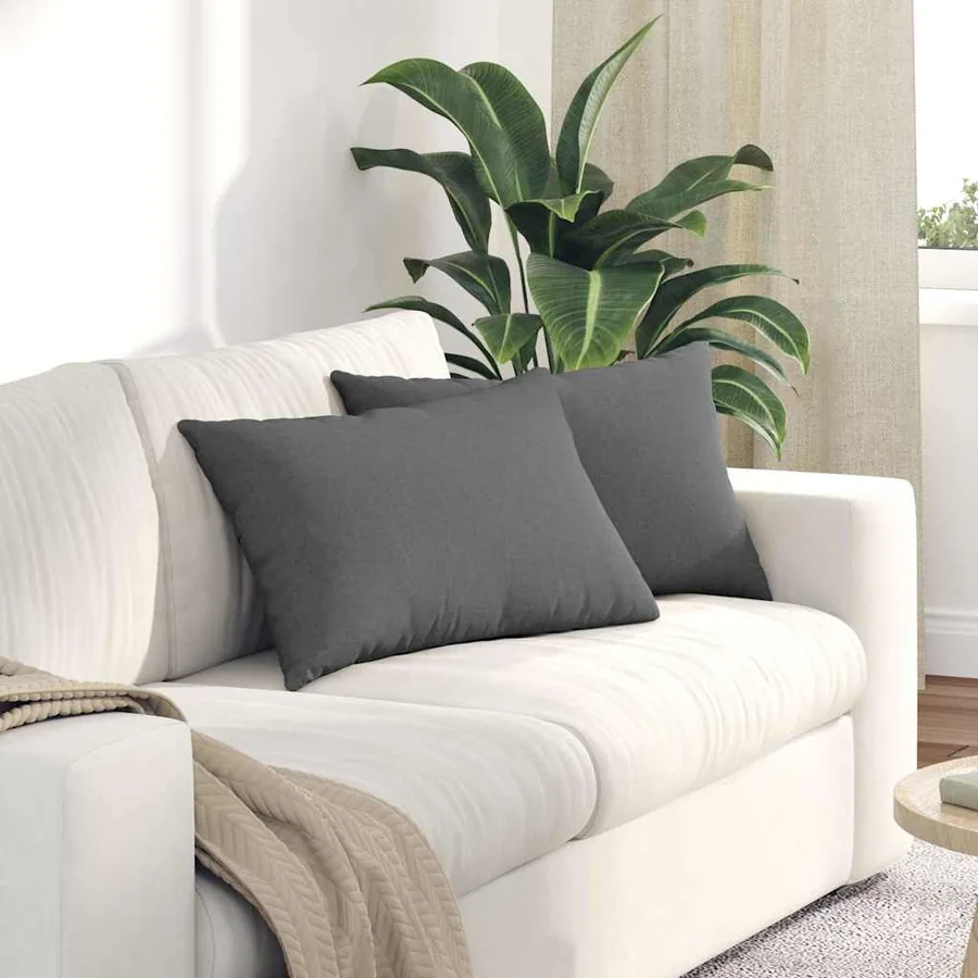 Coussins de canapé 2 pcs Gris foncé 60 x 40 cm tissu