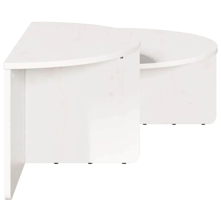 Table basse 2 pcs Blanc Bois massif en pin - 10