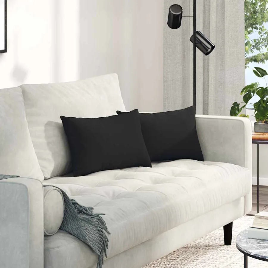 Coussins de canapé 2 pcs Noir 50 x 30 cm tissu