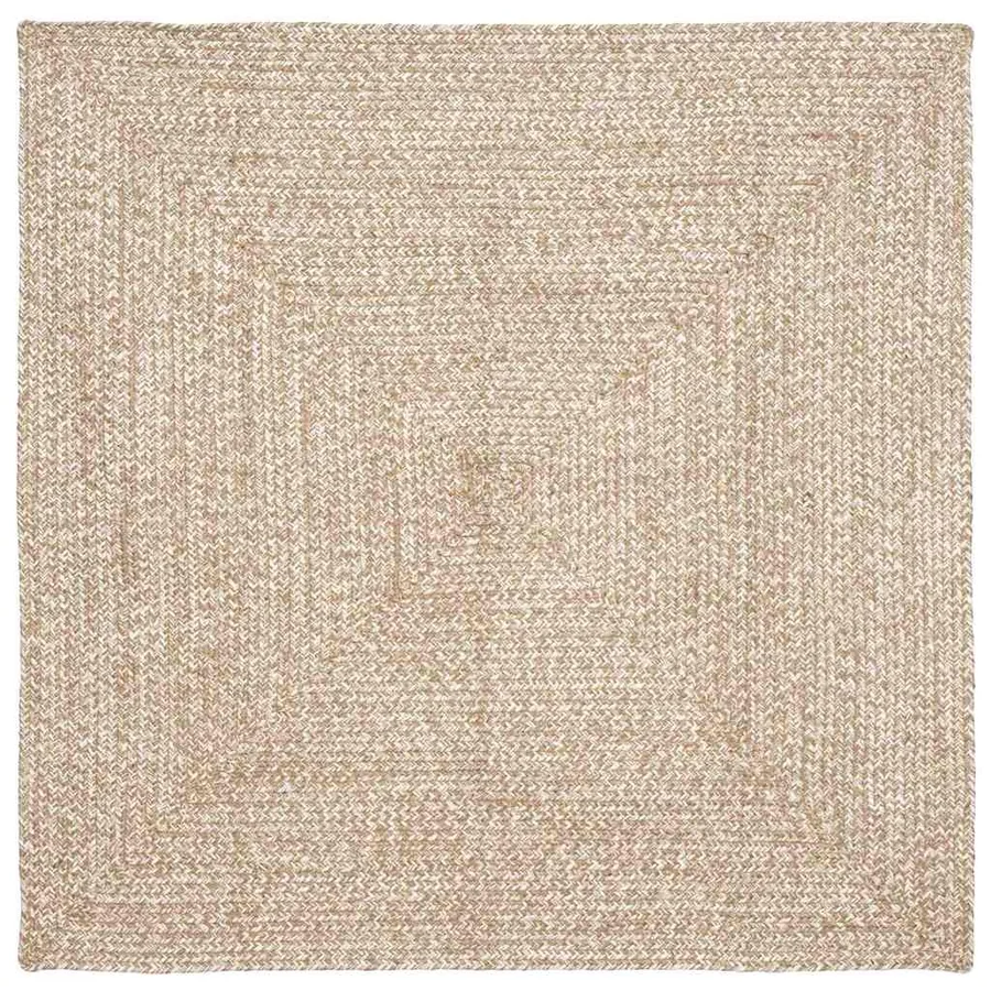 Tapis de surface Naturel et Blanc 120 x 120 cm Jute