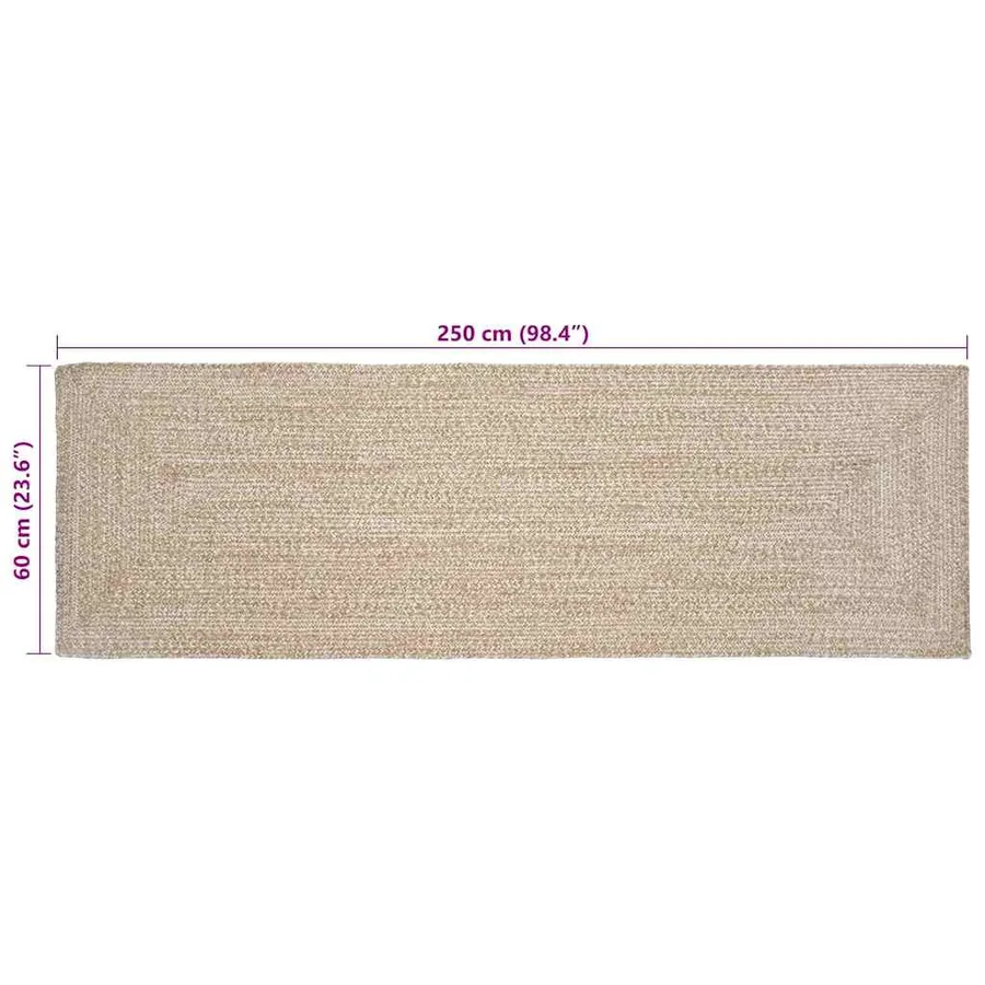 Tapis de surface Naturel et Blanc 60 x 250 cm Jute - 8