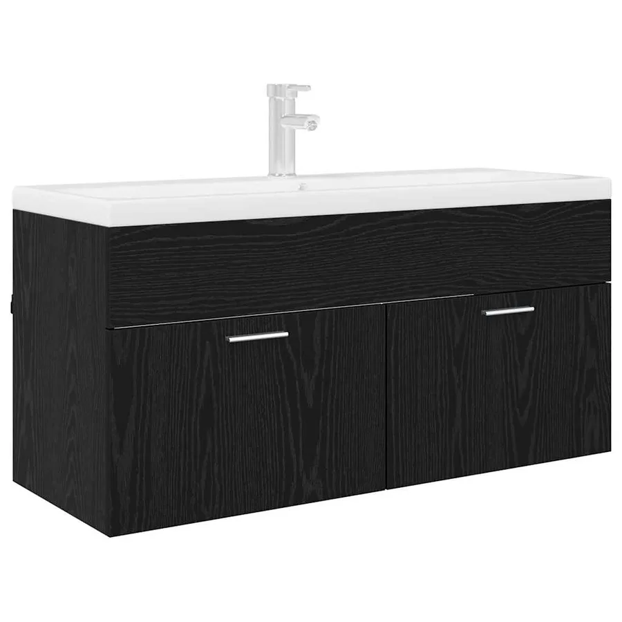 Armoire d'évier avec stockage Chêne noir Bois d'ingénierie - 3