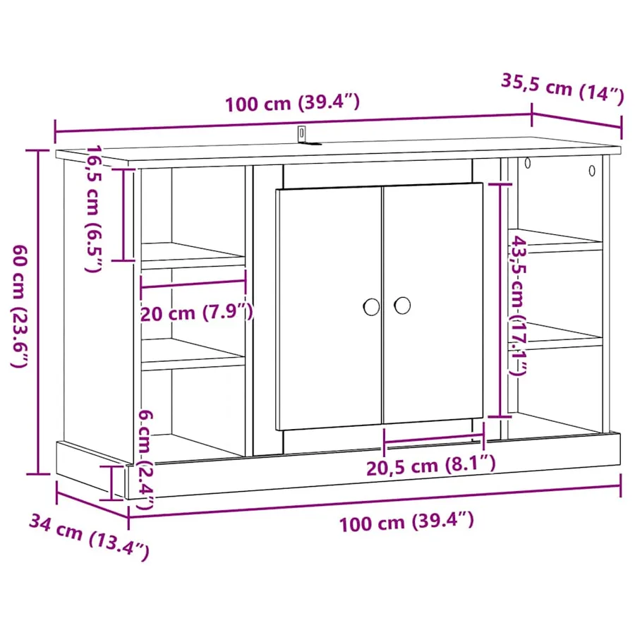 Buffet Chêne artisanal 100 x 35,5 x 60 cm Bois d'ingénierie - 12
