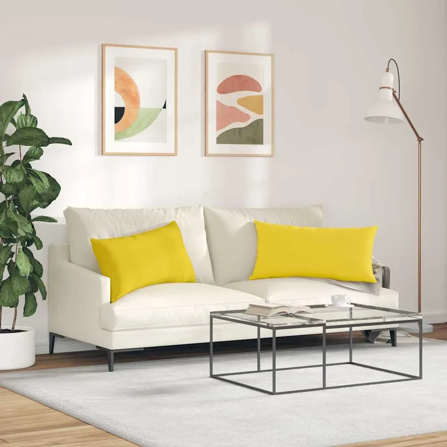 Coussins de canapé 2 pcs Jaune clair 80 x 40 cm tissu - 4