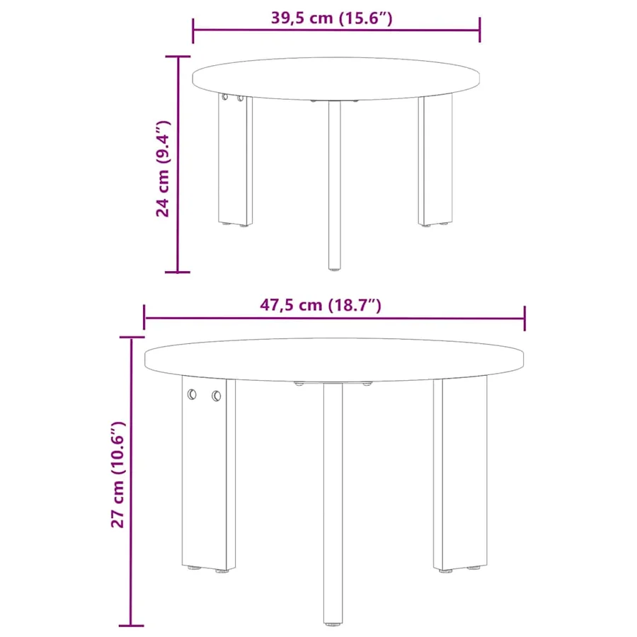 Table basse 2 pcs Blanc Bois de pin massif - 16