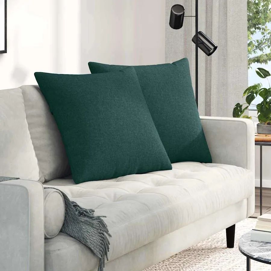 Coussins de canapé 2 pcs Vert foncé 80 x 80 cm tissu