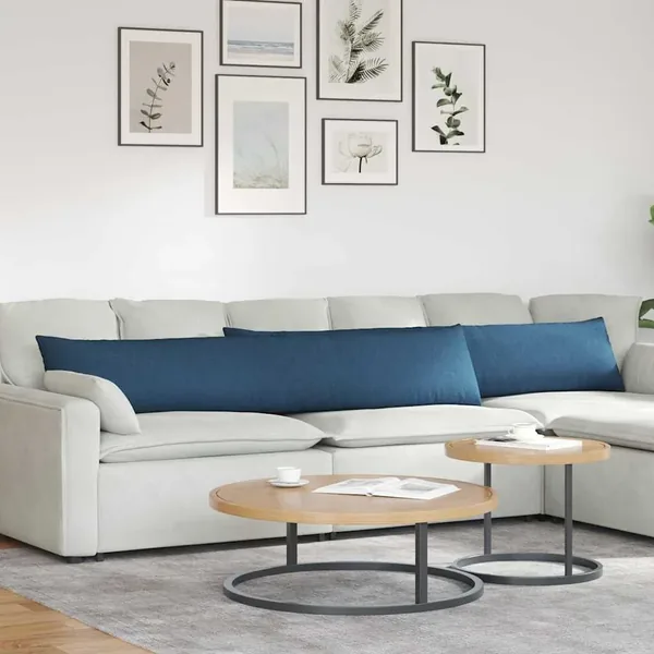 Coussins de canapé 2 pcs Bleu 200 x 40 cm tissu