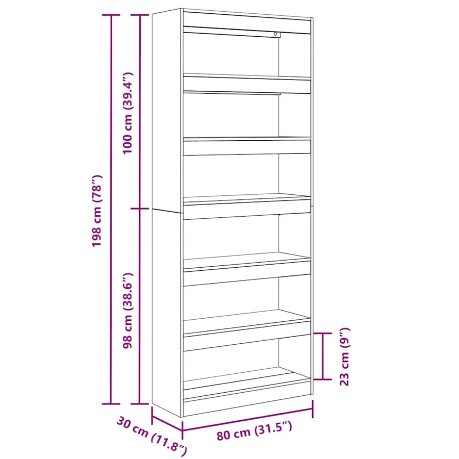 Armoire de rangement Gris 80 x 30 x 198 cm Bois d'ingénierie - 10