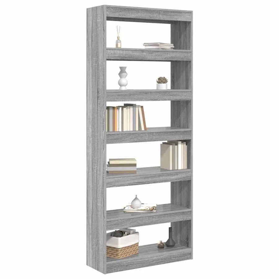 Armoire de rangement Gris 80 x 30 x 198 cm Bois d'ingénierie - 3