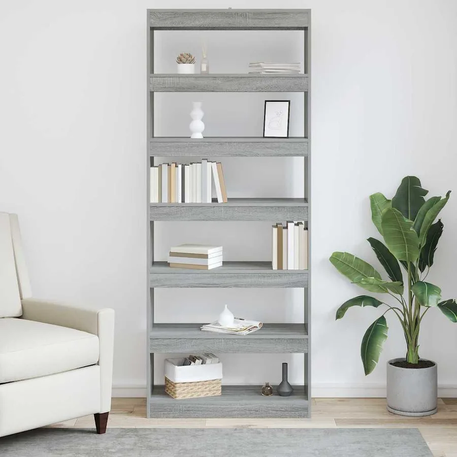 Armoire de rangement Gris 80 x 30 x 198 cm Bois d'ingénierie - 4