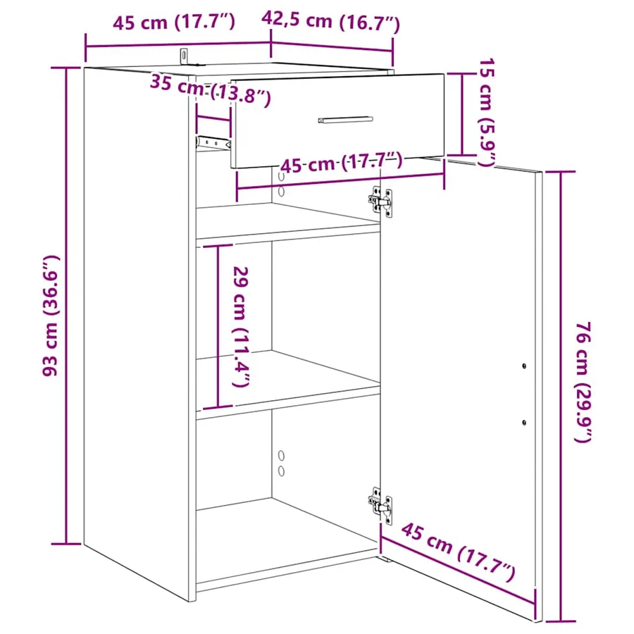 Buffet Bois ancien 45 x 42,5 x 93 cm Bois d'ingénierie - 16