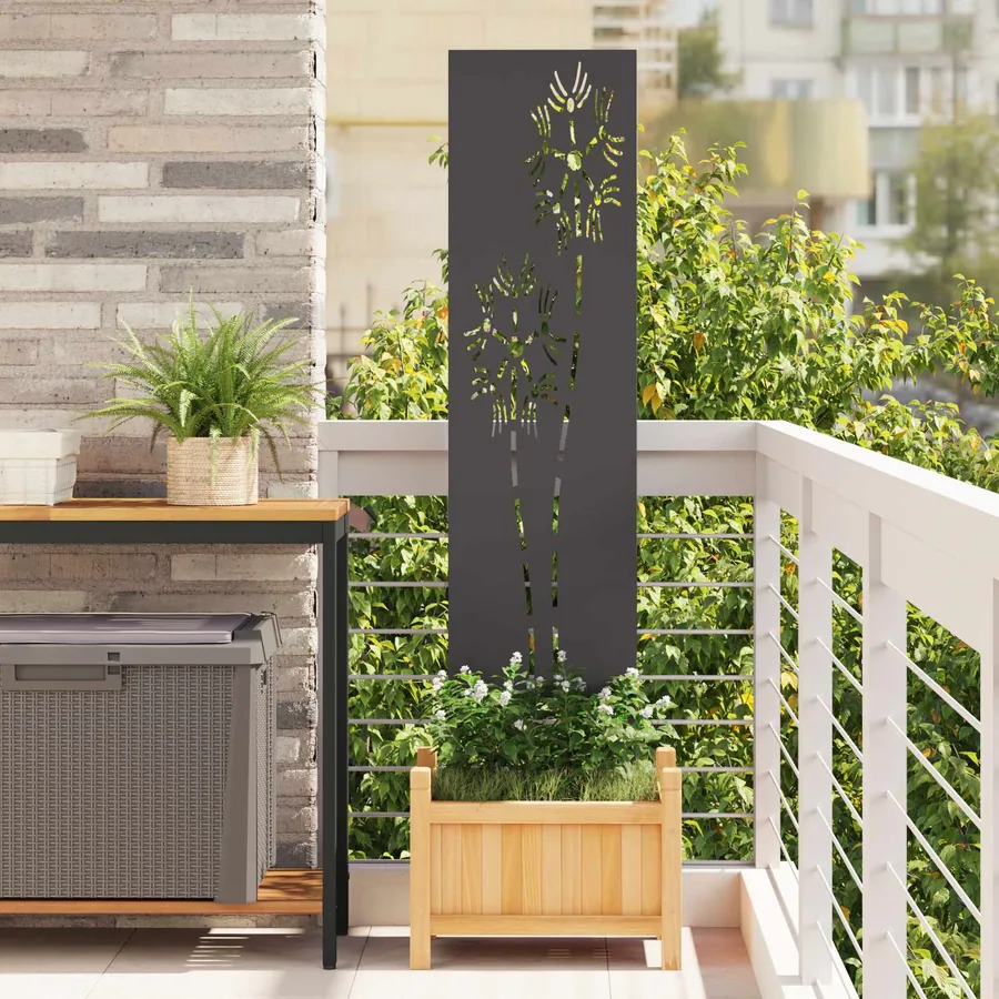 Écran de confidentialité de jardin Fretwork Noir 32 x 140 cm