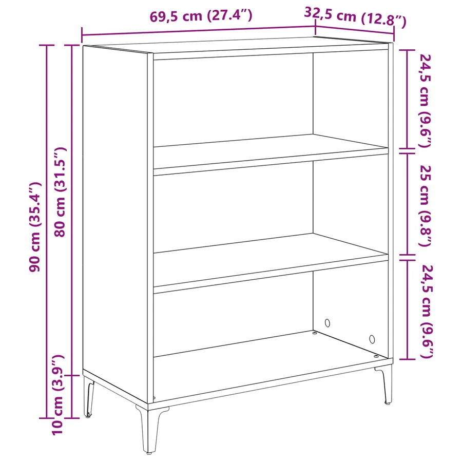 Buffet Chêne artisanal 69,5 x 32,5 x 90 cm Bois d'ingénierie - 12