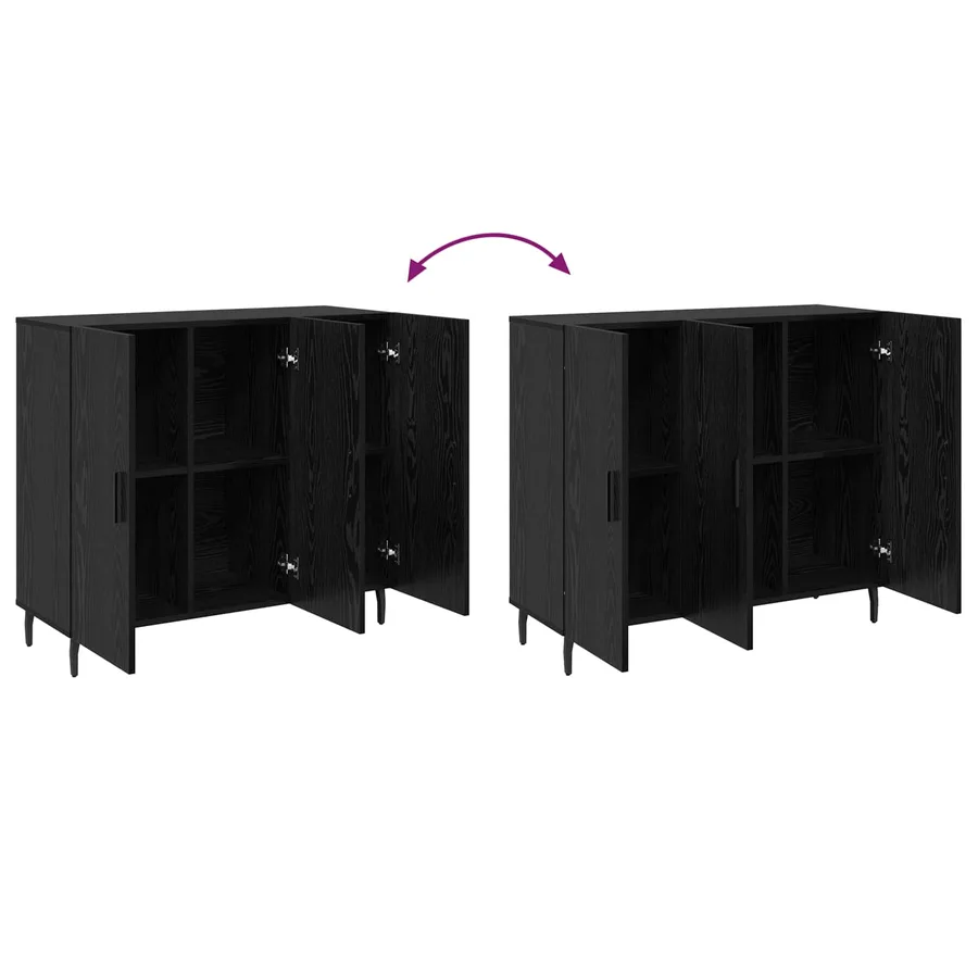 Buffet Chêne noir 90 x 34 x 80 cm Bois d'ingénierie - 8