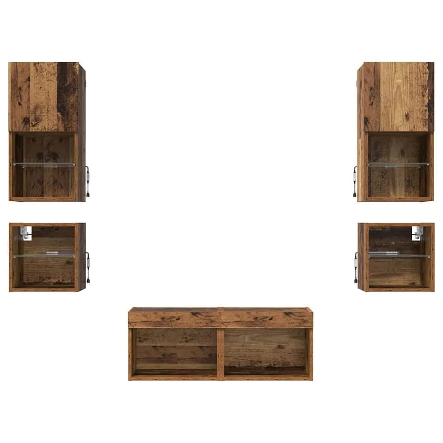 Meubles TV muraux 8 pcs Bois ancien Bois d'ingénierie - 10