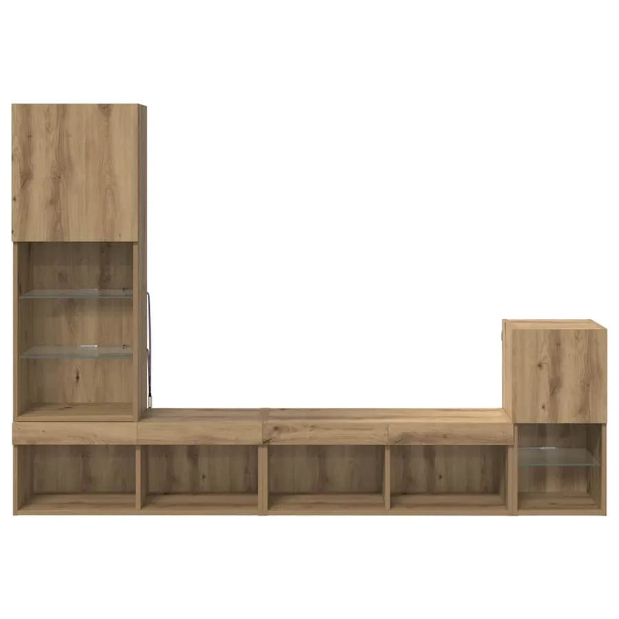 Meubles TV muraux 4 pcs Chêne artisanal Bois d'ingénierie - 10