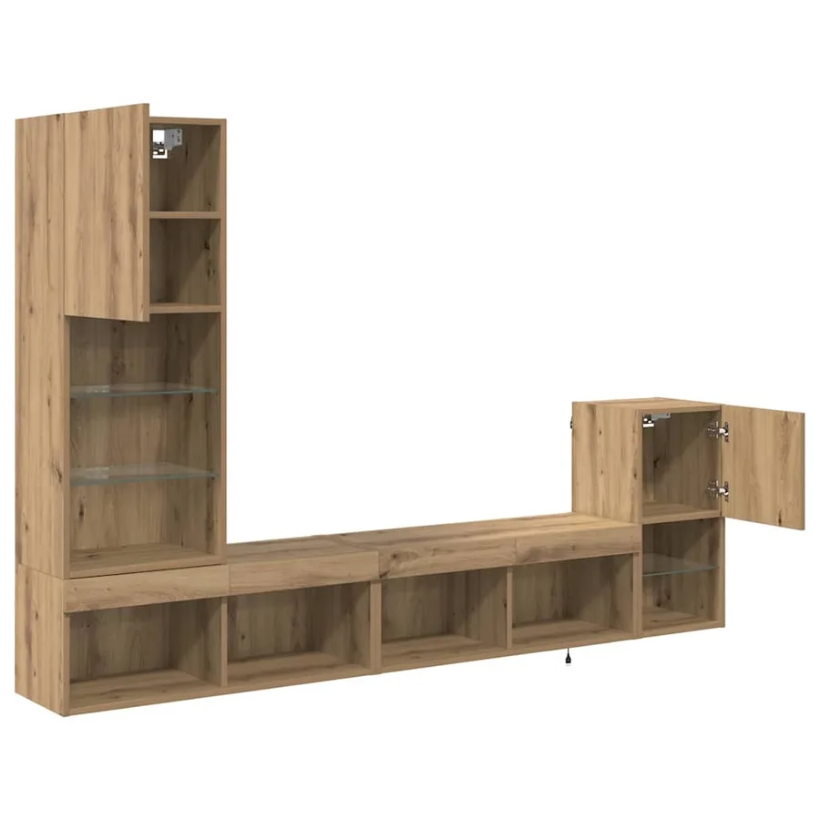 Meubles TV muraux 4 pcs Chêne artisanal Bois d'ingénierie - 9
