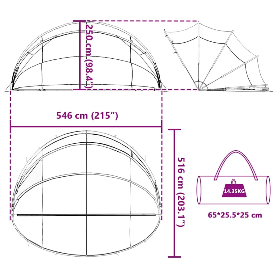 Dôme de piscine Transparent 546 x 516 x 250 cm PVC - 15