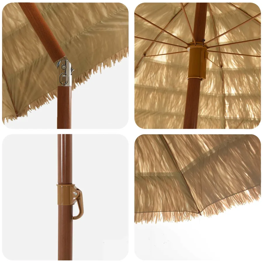 Parasol de jardin Naturel 205 x 205 x 210 cm - 4