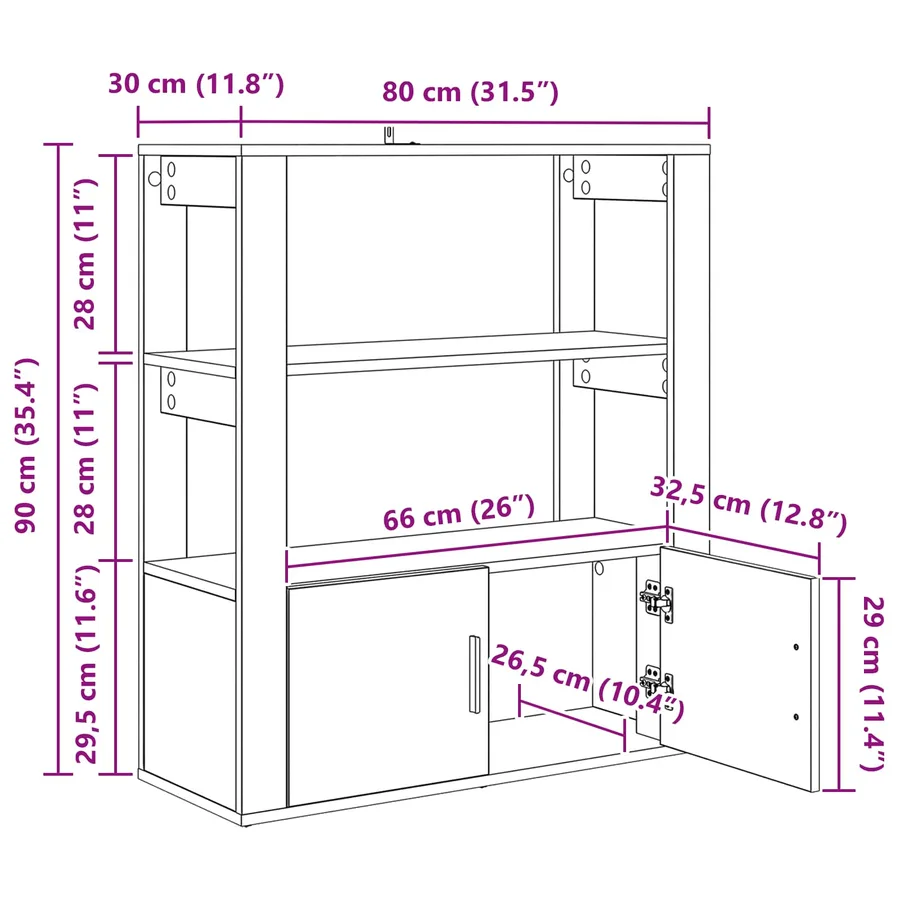 Buffet Bois ancien 30 x 80 x 90 cm Bois d'ingénierie - 13