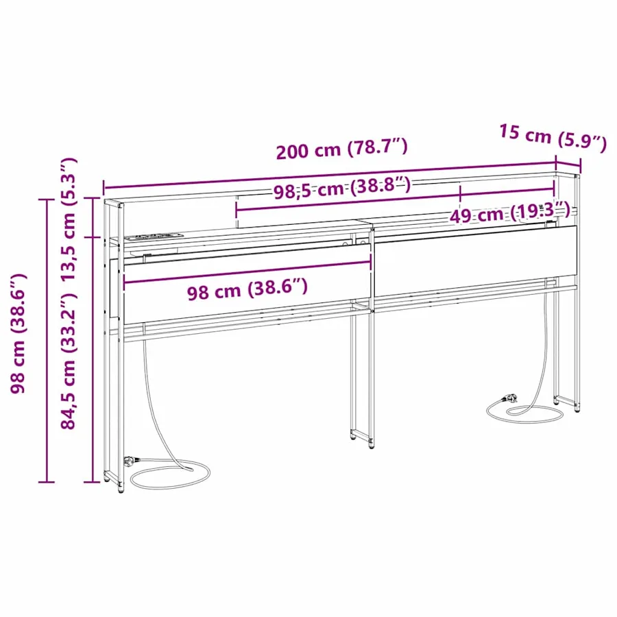 Tête de lit de rangement Chêne marron Bois d'ingénierie - 13