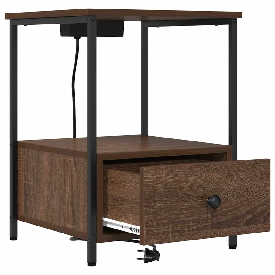 Cabinet de chevet Chêne brun 42 x 41 x 56 cm Bois d'ingénierie - 5