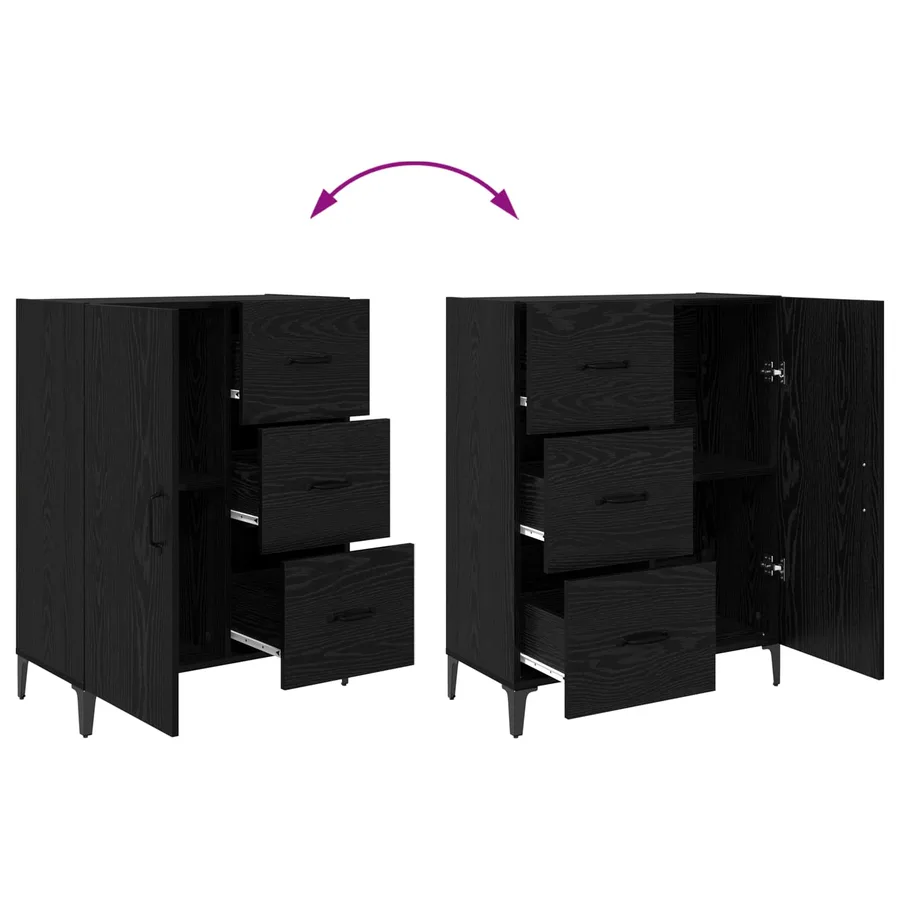 Buffet Chêne noir 69,5 x 34 x 90 cm Bois d'ingénierie - 8