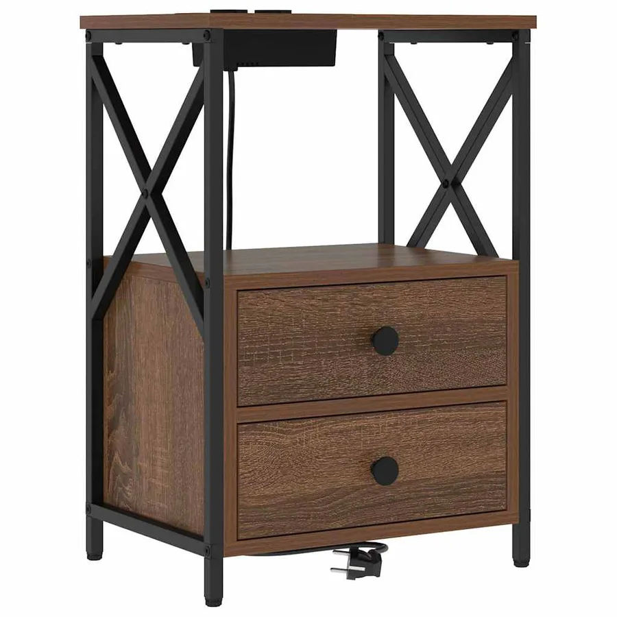 Cabinet de chevet avec tiroir 2 pcs Chêne brun 40 x 31 x 60 cm - 5