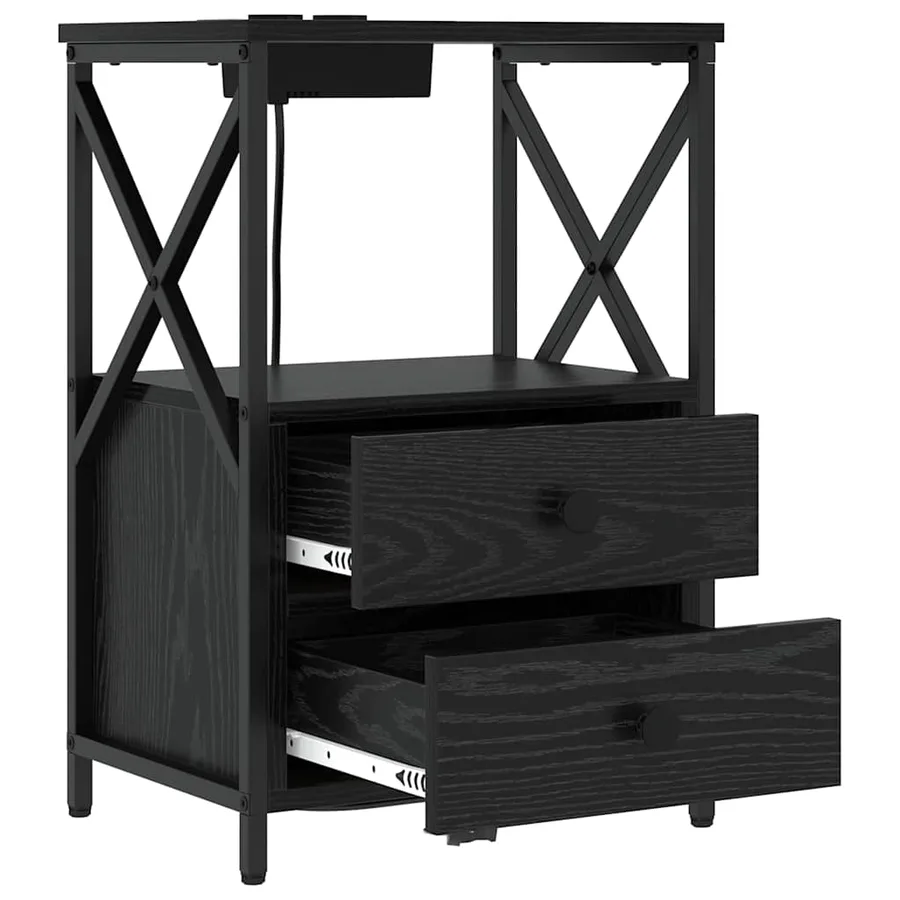 Cabinet de chevet Chêne noir 40 x 31 x 60 cm Bois d'ingénierie - 5