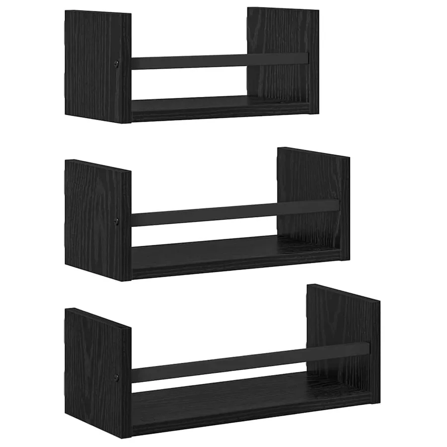 Ensemble d'étagères murales 3 pcs Chêne noir 40x16x14cm - 2