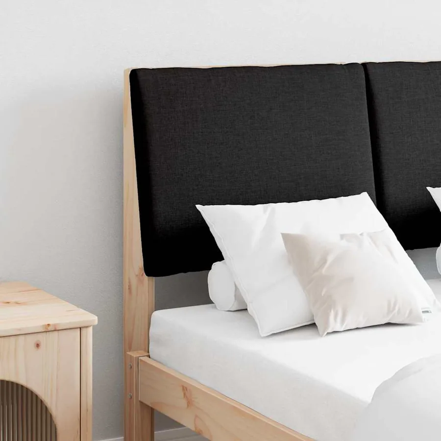 Tête de lit capitonnée Noir 135 cm Pin massif