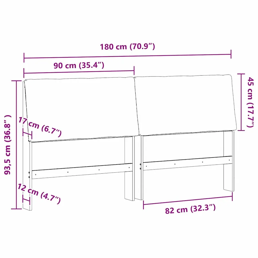 Tête de lit capitonnée Taupe 180 cm Pin massif - 11