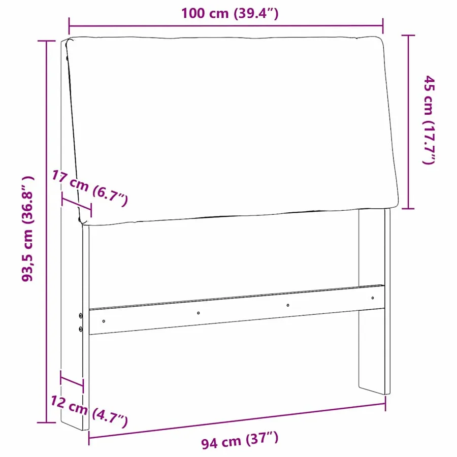 Tête de lit capitonnée Taupe 100 cm Pin massif - 11