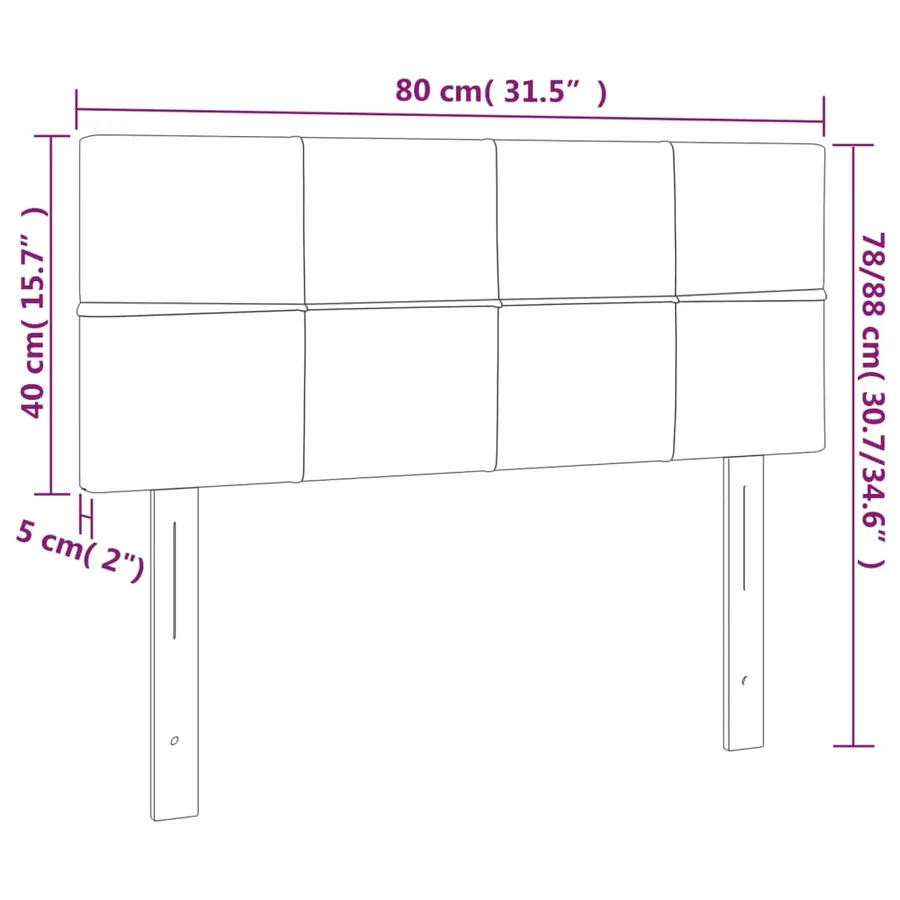 Tête de lit Gris clair 80x5x78/88 cm Velours - 8