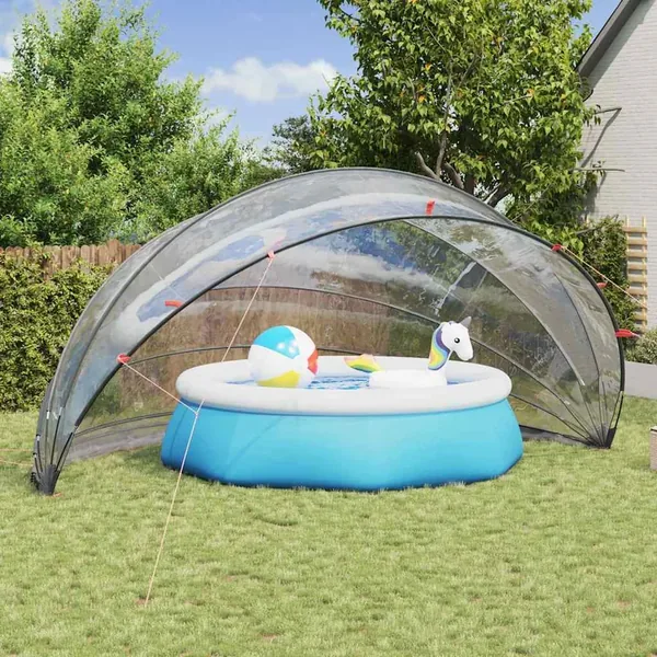 Dôme de piscine Transparent 592 x 590 x 275 cm PVC