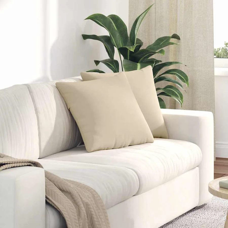 Coussins de canapé 2 pcs Crème 45 x 45 cm tissu