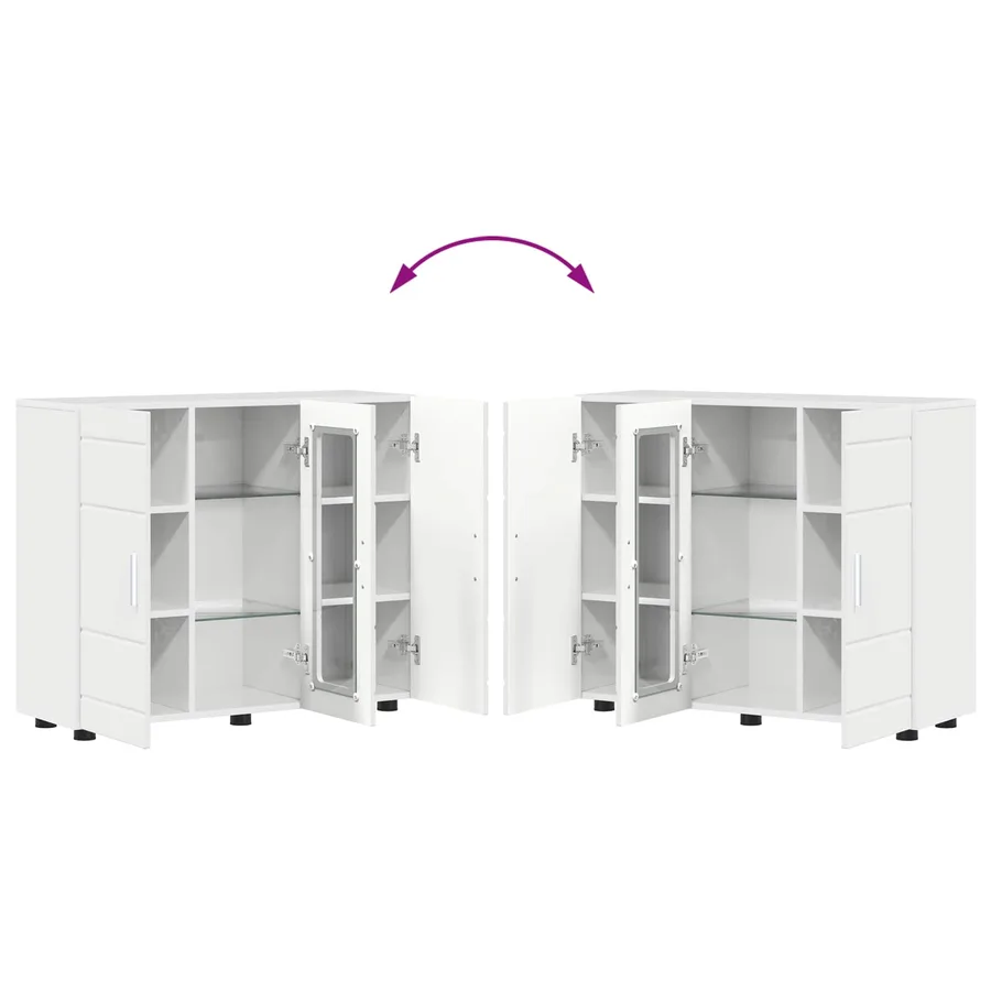 Cabinet en Bois Blanc brillant Bois d'ingénierie - 11