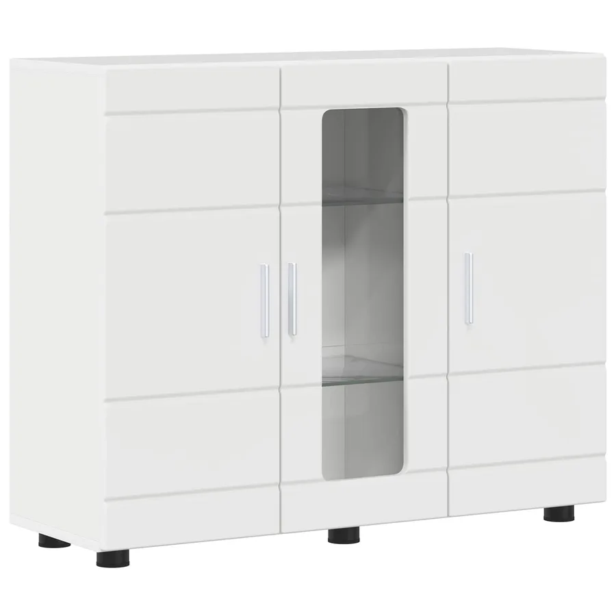 Cabinet en Bois Blanc brillant Bois d'ingénierie - 2