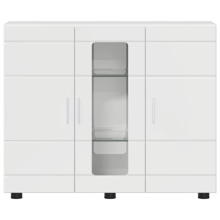 Cabinet en Bois Blanc brillant Bois d'ingénierie - 6