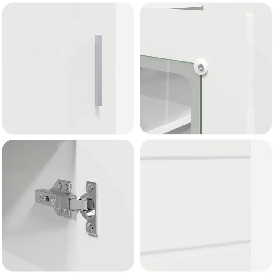 Cabinet en Bois Blanc brillant Bois d'ingénierie - 9