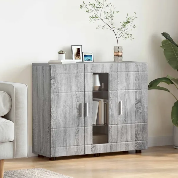 Cabinet en Bois avec stockage Gris Sonoma 88,5 x 30,5 x 73 cm