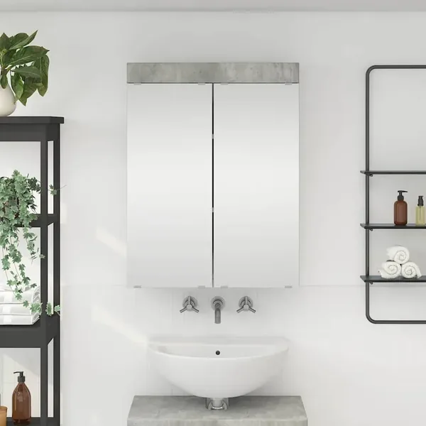 Amoire de salle de bain avec miroir avec porte TULUM Gris béton