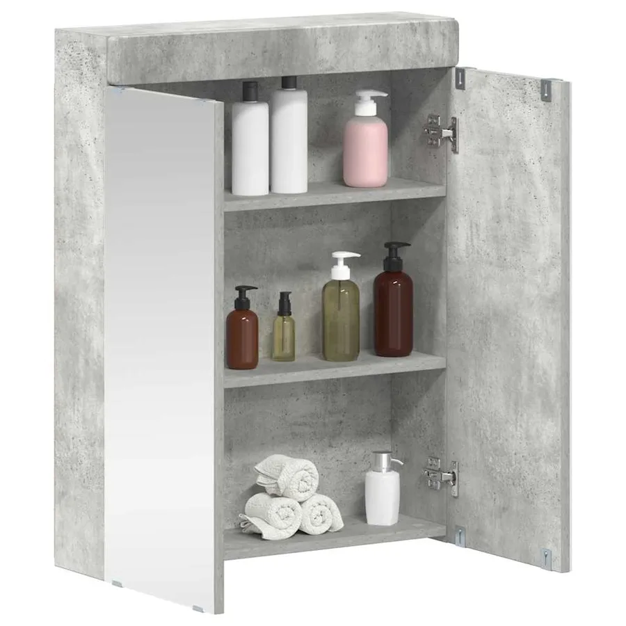 Amoire de salle de bain avec miroir avec porte TULUM Gris béton - 3