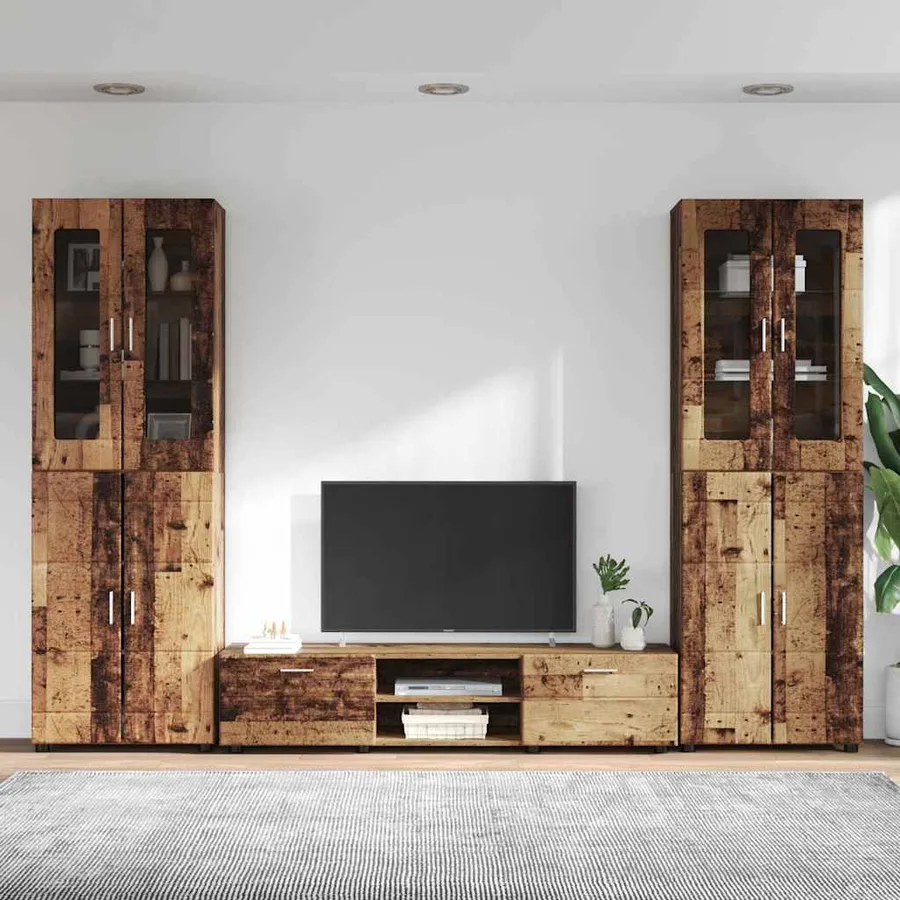 Ensemble meuble TV FLORIN 3 pcs Bois ancien Bois d'ingénierie - 4