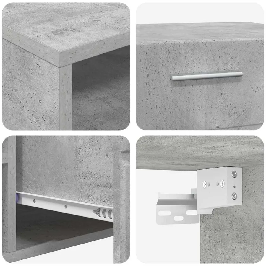 Ensemble meuble TV FLORIN 3 pcs Gris béton Bois d'ingénierie - 8